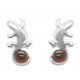 Boucle d'oreille Salamandre en Argent et Ambre véritable