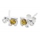 Boucle d'oreille éléphant en Argent et Ambre véritable