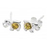 Boucle d'oreille éléphant en Argent et Ambre véritable