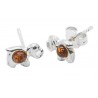 Boucle d'oreille éléphant en Argent et Ambre véritable