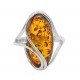 Bague en Argent et Cabochon en Ambre miel