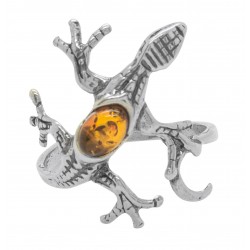 Ring in Silver Lizard and Amber color Honey