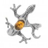 Bague en Argent Lézard et Ambre couleur Miel