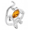 Bague Lézard en Argent et perle d'Ambre