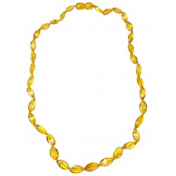 Long collier d'ambre adulte perle élégante couleur cognac