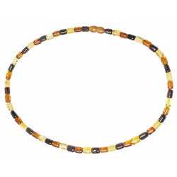 Collier d'ambre multicolore perle cylindrique