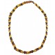 Collier long d'ambre pierre losange couleur miel, cognac et citron