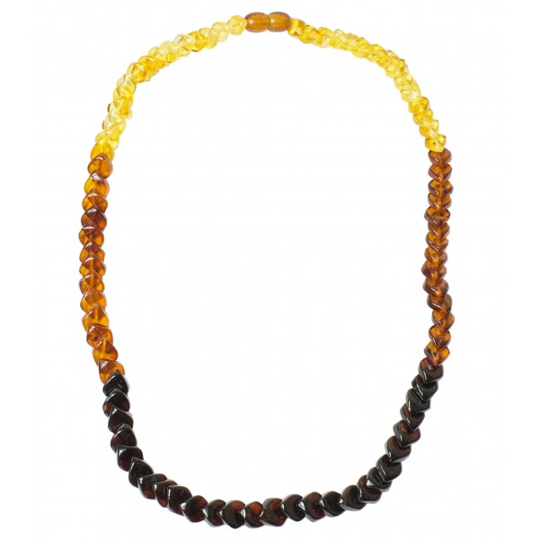 Collier d'ambre arc-en-ciel adulte pierre losange multicolore