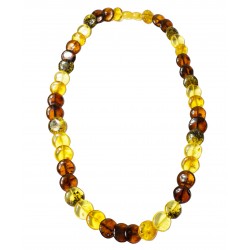 Genuine amber necklace multicolored button