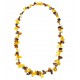 Collier en ambre multicolore, pétales d'ambre