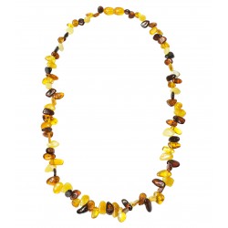Collier en ambre multicolore, pétales d'ambre