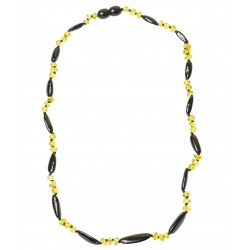 Collier Ambre Adulte perle ovale et ronde couleur cerise et citron