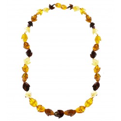 Collier d'ambre naturel multicolore demi-lune
