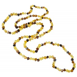 Très long collier d'ambre naturel multicolore