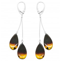 Boucle d'oreille ambre naturel avec dégradé