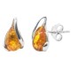 Boucle d'oreille en Argent et Ambre miel goutte d'eau