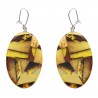 Boucle d'oreille Ambre mosaïque et Argent - forme ovale