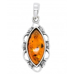 Pendentif Argent et Ambre miel