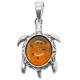 Pendentif Tortue Argent et Ambre miel