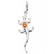 Pendentif Ambre et Argent forme Lézard