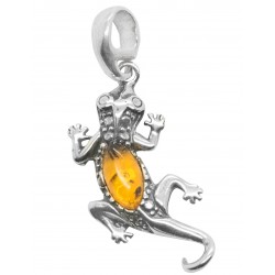 Pendentif Lézard en Argent et Ambre naturel