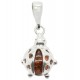 Pendentif Coccinelle Argent et Perle d'Ambre