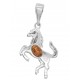 Pendentif Argent en forme de cheval avec perle d'Ambre