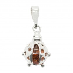 Ladybug Pendant in Silver and Amber Pearl