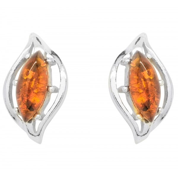 Boucle d'oreille Argent et Ambre en forme yeux