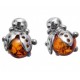 Boucle d'oreille coccinel en Argent et Ambre naturel