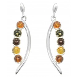 Boucle d'oreille Ambre perle multicolore et Argent 925/1000