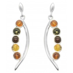 Orecchini ambra perle multicolori e argento 925/1000