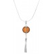 Collier en Argent et Ambre miel en forme de bouton