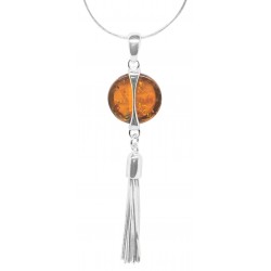 Collier en Argent et Ambre miel en forme de bouton