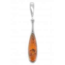 Silver pendant with cognac amber pearl