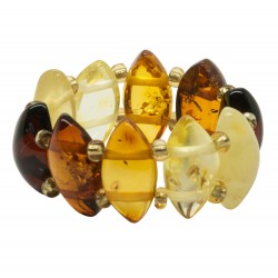 Bague tout ambre multicolore forme losange