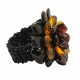Bague d'ambre en forme de fleur multicouleur