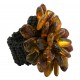 Bague d'ambre en forme de fleur multicouleur