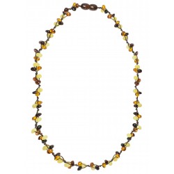 Collier avec trio de perle d'ambre multicouleur
