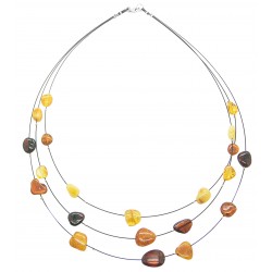 Collier d'ambre couleur miel, citron, royal et cognac