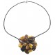 Collier avec fleur d'ambre multicolore