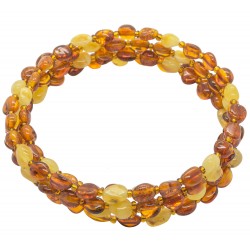 Bracelet Ambre miel et blanc 4 tours 