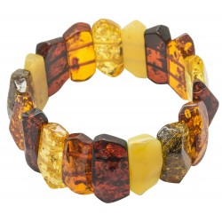 Bracelet en ambre multicouleur - Pierre d'ambre tailler