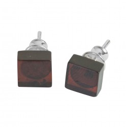 Boucle d'oreille Ambre cognac et Argent 925/1000