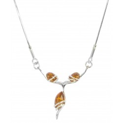 Pendentif en Argent et trio de Perle d'Ambre