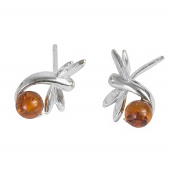 Boucle d'oreille Argent et ambre cognac