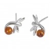 Boucle d'oreille Argent et ambre cognac