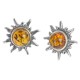 Boucle d'oreille Soleil en Argent et Ambre naturel