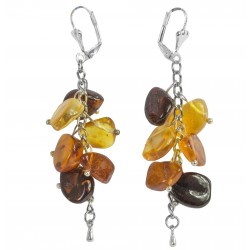 Boucle d'oreille pétale d'ambre multicolore