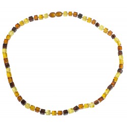 Adult necklace with multicolored amber cube